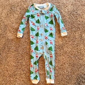 Classic Whimsy Christmas Blue Kids One Piece Pajama